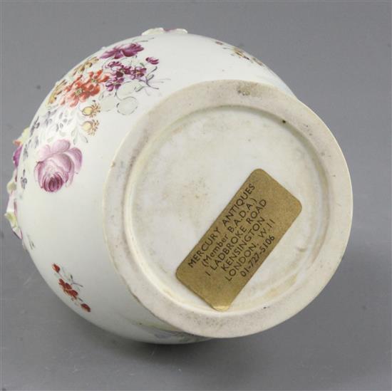 A rare Derby baluster shaped jar, c.1756-9, h.14cm, faults